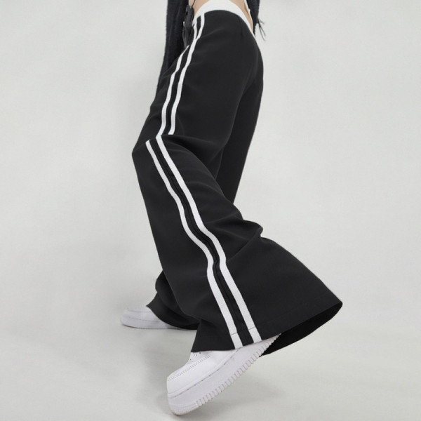 Women's fashion brand fashion street photos new color contrast ribbon drawstring casual pants