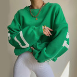Warm and Thick Top in Autumn and Winter Women's Street Trend Letter Print Loose Versatile Casual Sweater