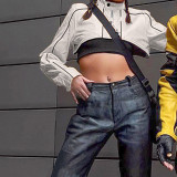 Personalized street fashion motorcycle style cool short jacket top