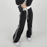 Women's fashion brand fashion street photos new color contrast ribbon drawstring casual pants