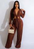 Autumn winter jacket lace up pleated sexy casual suit