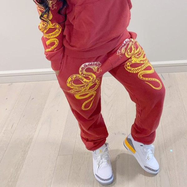 Low rise personalized printed fashionable street leggings casual pants