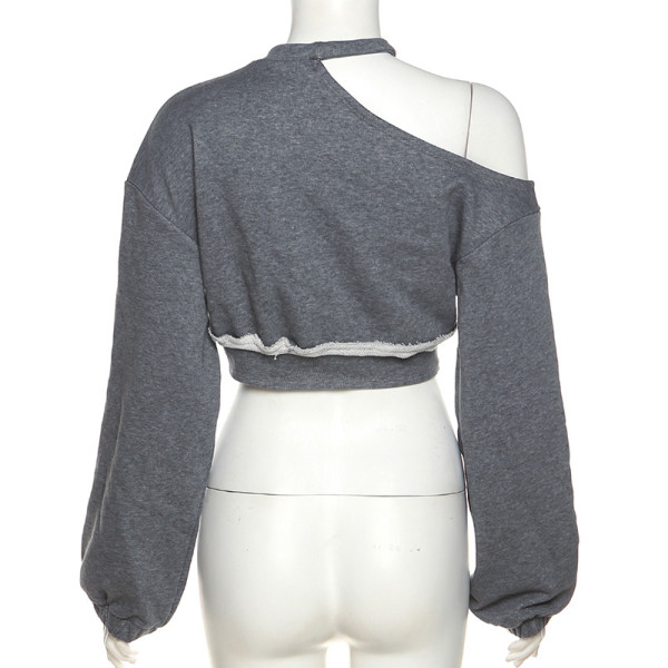 Women's solid color slim off shoulder fashion T-shirt