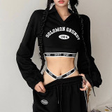 Women's fashion letter printing T-shirt suspender waist vest two-piece set