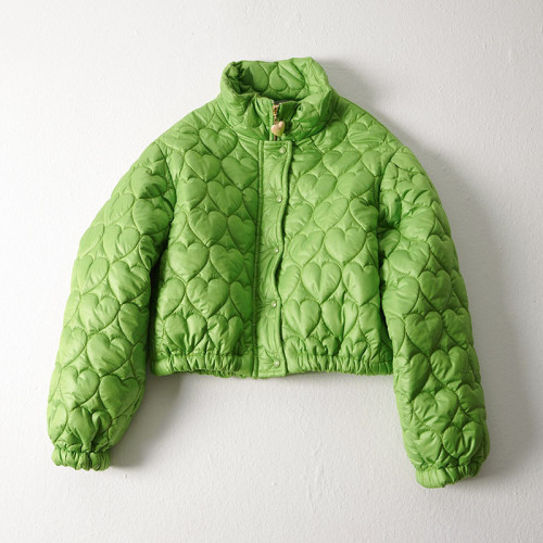 Solid casual love round neck zipper snap closure long sleeve slim cotton suit