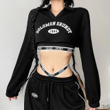Women's fashion letter printing T-shirt suspender waist vest two-piece set