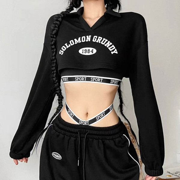 Women's fashion letter printing T-shirt suspender waist vest two-piece set