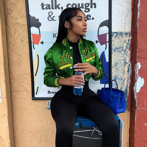 Sexy embroidered open navel loose short jacket coat