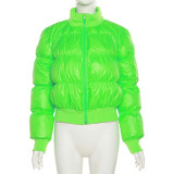 Fashion high collar thickened warm short zippered cotton coat