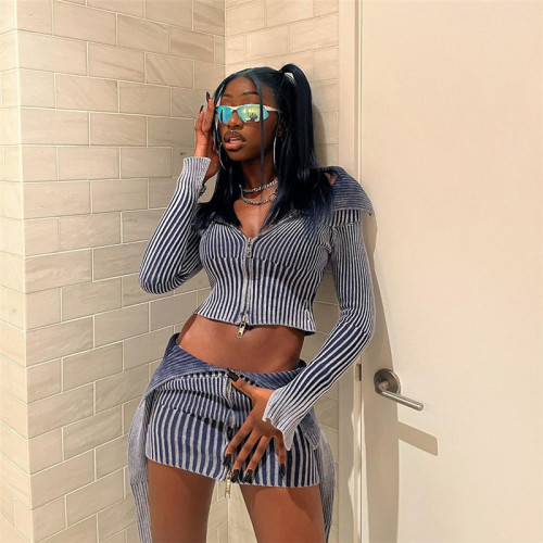 Sexy open navel round neck slim splicing cardigan coat