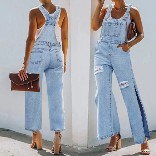 Women's suspenders with holes, washed and fitted, one-piece suspenders