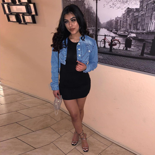 Denim Top Fashion Slim Solid Coat Women's Wear