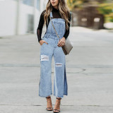Women's suspenders with holes, washed and fitted, one-piece suspenders