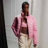 Solid casual love round neck zipper snap closure long sleeve slim cotton suit