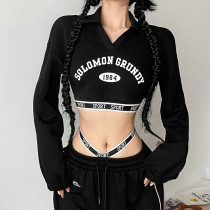 Women's fashion letter printing T-shirt suspender waist vest two-piece set Women's fashion letter printing T-shirt suspender waist vest two-piece set