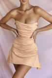Women's sexy sardine bone pleated strapless skirt