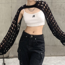 Woolen hole super short blouse, slim, versatile, hot girls wear sunscreen tops Woolen hole super short blouse, slim, versatile, hot girls wear sunscreen tops