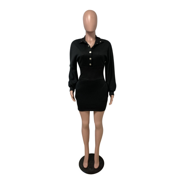 Fashion Casual Sweater Cloth Thread Splice Waist Dress