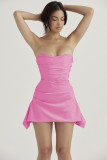 Women's sexy sardine bone pleated strapless skirt