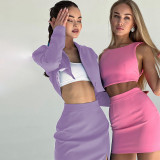 Fashion casual short suit slim skirt suit