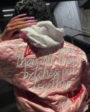 Casual letter embroidery quilted cotton jacket jacket