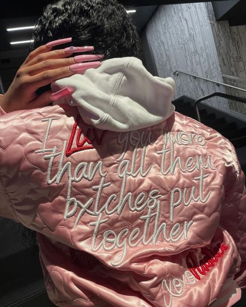 Casual letter embroidery quilted cotton jacket jacket