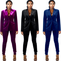 Sexy women's solid color dark V fashion suit two-piece set Sexy women's solid color dark V fashion suit two-piece set