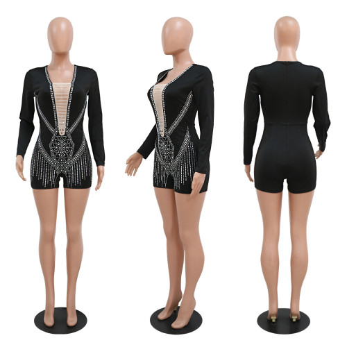 Fashion sexy hot drill tight leggings show thin jumpsuit