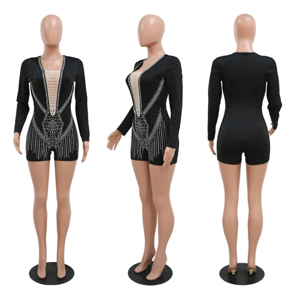 Fashion sexy hot drill tight leggings show thin jumpsuit