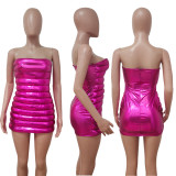 Women's sexy elastic cotton filled zipper warm elastic cotton padded bodice dress