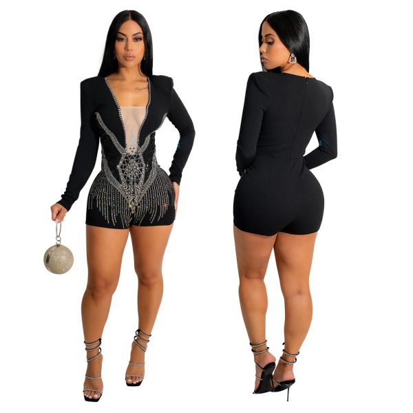 Fashion sexy hot drill tight leggings show thin jumpsuit