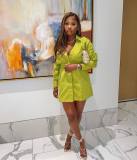 New Fashion V-Neck Short Skirt Temperament Slim High Waist Solid Drop Shoulder Sleeve Dress