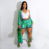 Two piece jacket and shorts with positioning printing