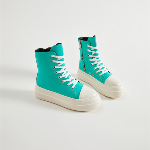 Candy color thick soled high casual shoes High top shoes Women's large personalized fashion shoes