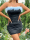 Dress Sexy plush strapless tight pleated hip wrap skirt