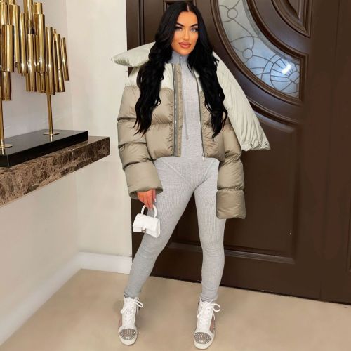 Fashion high collar scarf design women's cotton jacket coat