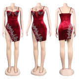 Sexy Slim Slim Split Hot Drilled Fringe Dress