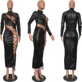 Sexy slim cardigan printed two-piece nightclub suit