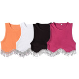 Round neck diamond chain splicing sexy hot girl vest