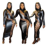 Sexy slim cardigan printed two-piece nightclub suit