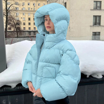 Fashion stand collar hooded thickened short cotton coat