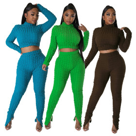 Elastic bubble case slim slit casual fashion suit