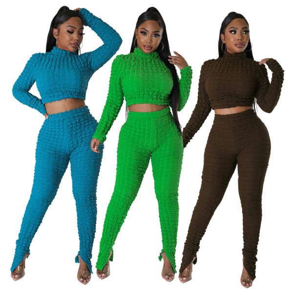 Elastic bubble case slim slit casual fashion suit