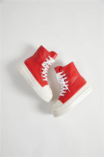 High top shoes with thick soles Women's zipper Canvas lace up high casual shoes Student muffin shoes