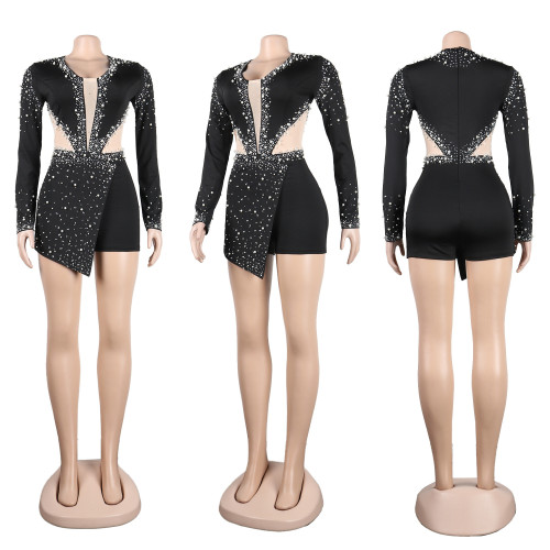 Sexy slim round neck pullover split sweater dress