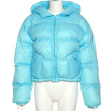 Fashion stand collar hooded thickened short cotton coat