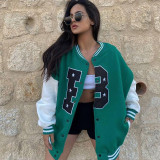 Long sleeve embroidered printed cardigan bomber jacket
