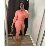 Women's high elastic solid color anti pilling sweater set two pieces