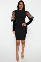 Sexy Perspective Mesh Pit Slim Dress Nightclub Dress