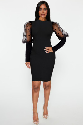 Sexy Perspective Mesh Pit Slim Dress Nightclub Dress